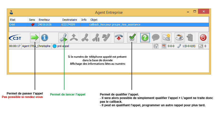 ITEA - FAQ - Traitement des callbacks par l'agent sur le bandeau
